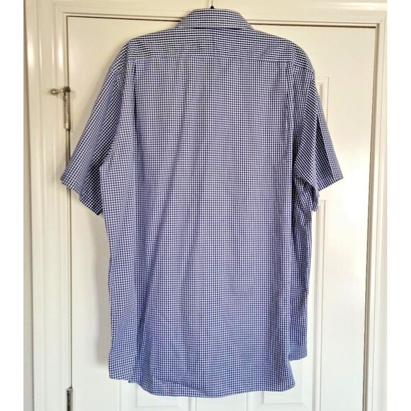 Paul Fredrick 18 Non-Iron Two-Ply Cotton Gingham Plaid Men's Short Sleeve Shirt - Picture 5 of 7